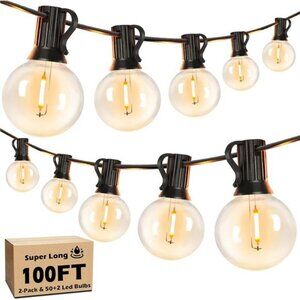 Outdoor String Lights 100FT Patio Dimmable G40 Shatterproof